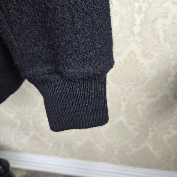 Real Clothes Size Medium 100% Wool Black Zip Front Jacket with Attached Hood - Picture 5 of 12